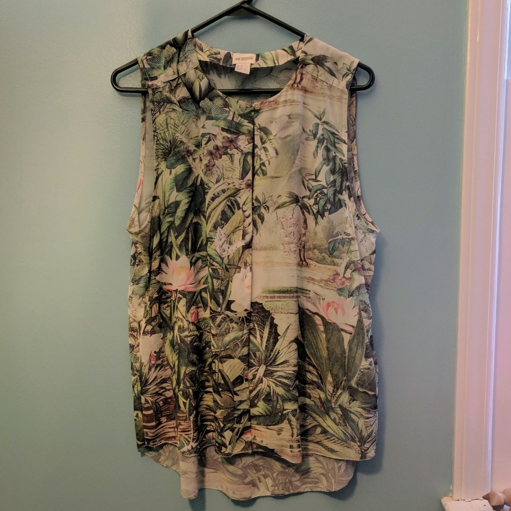 H&M botanical/tropical blouse